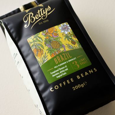 Bettys Brazil coffee beans and coffee caddy
