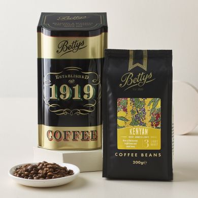 Bettys Single Origin Kenyan Coffee Beans & Coffee Caddy 200g