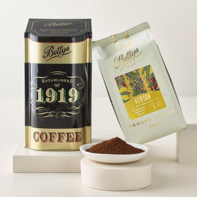 Bettys Single Origin Kenyan Ground Coffee & Coffee Caddy 200g