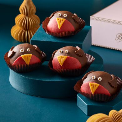 Christmas Marzipan & Sponge Robins (Box of 4)