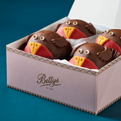 Christmas Marzipan & Sponge Robins (Box of 4)