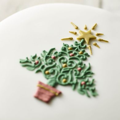 Soft Iced Christmas Tree Cake in a Bettys Cake Tin