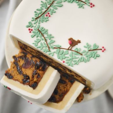 Soft Iced Robin Christmas Cake