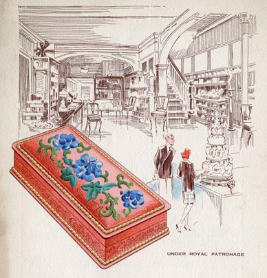 Hand-coloured menu, c.1925