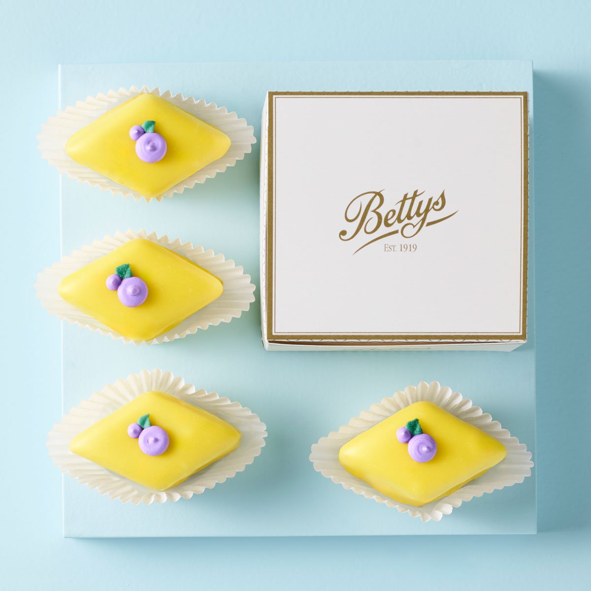 Lemon & Blueberry Fondant Fancies (Box of 4)